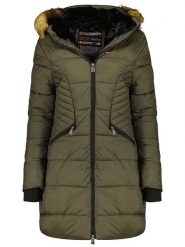 Geographical Norway Płaszcz zimowy "Abeille" w kolorze khaki rozmiar: S. Brązowe płaszcze Geographical Norway, na zimę, s, bez wzorów, z puchu, bez kaptura. Za 259.74 zł.