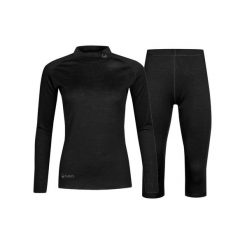 Komplet termoaktywny 3/4 damski Halti Neva Merino. Czarne bielizna sportowa HALTI, bez wzorów. Za 499.99 zł.