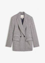Żakiet z wełną. Szare marynarki i żakiety bonprix, bez wzorów, z wełny, eleganckie. Za 359.99 zł.