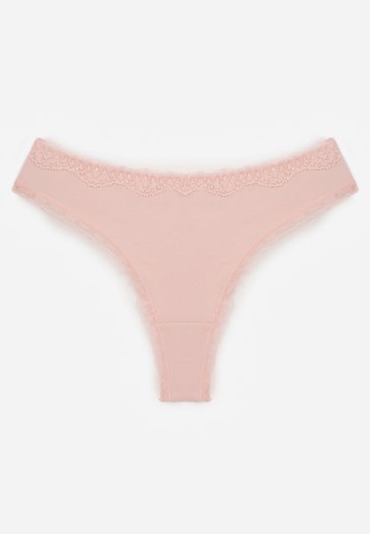 Różowe Majtki z Bawełną Typu Stringi Ozdobione Koronką Cirilise. Czerwone stringi Born2be, bez wzorów, z bawełny. Za 4.99 zł.