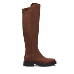 Kozaki Guess. Brązowe kozaki Guess, bez obcasa, na płaskiej podeszwie, bez zapięcia. Za 829.99 zł.