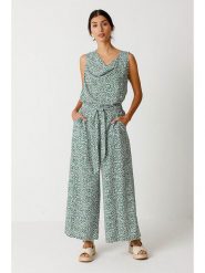 SKFK Spodnie "Dona" w kolorze zielono-białym rozmiar: 40. Białe spodnie materiałowe SKFK, bez wzorów, z materiału, z podwyższonym stanem. Za 187.99 zł.