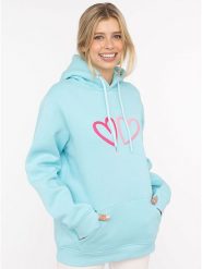Zwillingsherz Bluza "Big Hearts" w kolorze turkusowym rozmiar: L/XL. Niebieskie bluzy Zwillingsherz, l, bez wzorów, z kapturem. Za 202.50 zł.
