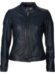 7eleven Skórzana kurtka "Stylla" w kolorze granatowym rozmiar: 34. Niebieskie kurtki 7eleven, bez wzorów, z materiału, bez kaptura. Za 434.99 zł.