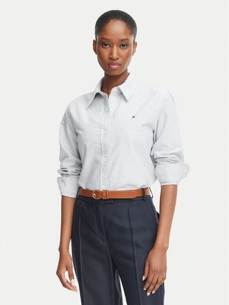 Tommy Hilfiger Koszula WW0WW46111 Szary Relaxed Fit. Szare koszule TOMMY HILFIGER, bez wzorów, z bawełny, bez kołnierzyka, bez ramiączek. Za 409.99 zł.