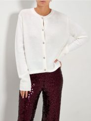 Rozpinany sweter - biały. Białe kardigany Sinsay, l, bez wzorów. Za 59.99 zł.