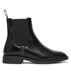 Sztyblety Gant. Czarne botki GANT, bez wzorów, bez obcasa, na płaskiej podeszwie, bez zapięcia. Za 769.99 zł.