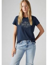 Levi's Koszulka w kolorze granatowym rozmiar: M. Niebieskie bluzki Levi's®, m, bez wzorów, z bawełny, bez kołnierzyka, bez ramiączek. Za 86.99 zł.