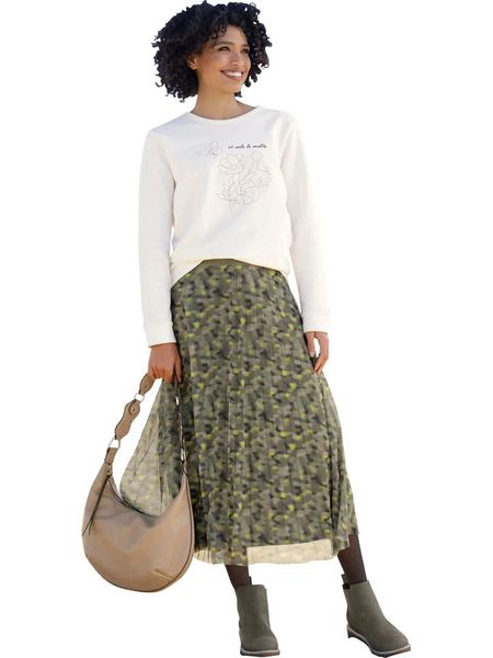 Heine Bluza w kolorze kremowym rozmiar: 42. Brązowe bluzy Heine, bez wzorów, bez kaptura. Za 51.95 zł.