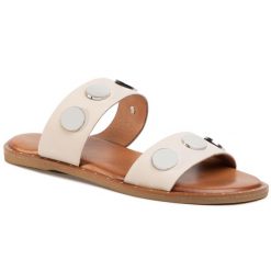 Klapki QUAZI. Brązowe klapki QUAZI, bez wzorów, bez obcasa. Za 149.99 zł.