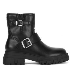 Botki MEXX. Czarne botki Mexx, bez wzorów, bez obcasa, na płaskiej podeszwie, bez zapięcia. Za 265.99 zł.