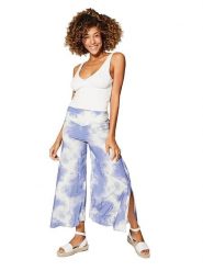 Ipanima Spodnie w kolorze biało-fioletowym rozmiar: 34/36. Białe spodnie materiałowe Ipanima, bez wzorów, z materiału, z podwyższonym stanem. Za 78.99 zł.