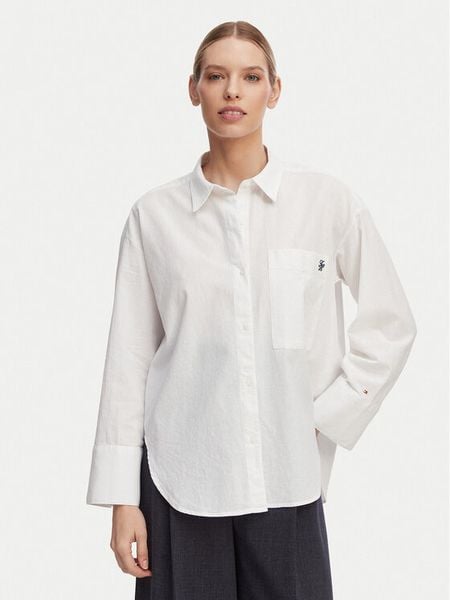 Tommy Hilfiger Koszula UW0UW06428 Biały Oversize. Białe koszule TOMMY HILFIGER, s, bez wzorów, z bawełny, bez kołnierzyka, bez ramiączek. Za 236.99 zł.