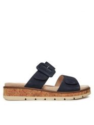 Caprice Klapki 9-27206-44 Granatowy. Niebieskie klapki Caprice, bez wzorów, ze skóry, bez obcasa. Za 226.99 zł.