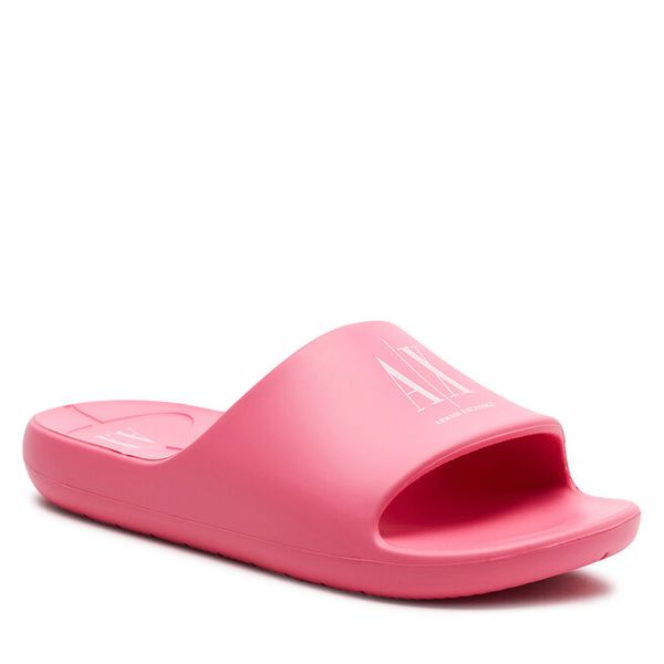 Klapki Armani Exchange. Czarne klapki Armani Exchange, bez wzorów, bez obcasa. Za 599.99 zł.