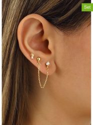 Miu Silver Pozłacane kolczyki (2 szt.) z cyrkoniami rozmiar: onesize. Szare kolczyki Miu Silver, z cyrkonią, pozłacane. Za 86.99 zł.