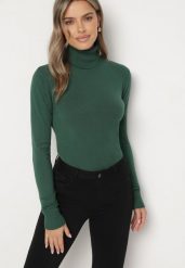 Zielony Golf Sweter z Wiskozą i Kaszmirem Zailaya. Zielone golfy Born2be, bez wzorów, z jeansu, bez ramiączek. Za 64.99 zł.