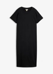 Sukienka T-shirtowa z czystej bawełny organicznej. Niebieskie sukienki bonprix, bez wzorów, z bawełny, klasyczne, bez kołnierzyka, bez ramiączek. Za 64.99 zł.