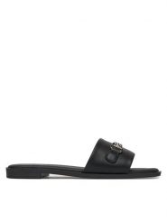 Nine West Klapki 678322-84 Czarny. Czarne klapki Nine West, bez wzorów, z materiału, bez obcasa. Za 149.99 zł.