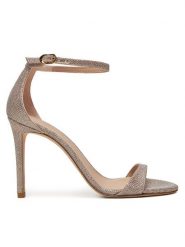 Stuart Weitzman Sandały Nudist II Sandal SJ998 Złoty. Żółte sandały Stuart Weitzman, bez wzorów, z materiału, bez obcasa, na szpilce, bez zapięcia. Za 1,459.00 zł.