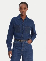 Guess Koszula jeansowa W6RH82 D6841 Granatowy Regular Fit. Niebieskie koszule Guess, xs, z aplikacjami, z bawełny, bez kołnierzyka, bez ramiączek. Za 479.99 zł.