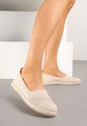 Beżowe Tenisówki Ozdobione Paskami Heloti. Brązowe trampki Renee, bez wzorów, z jeansu, bez zapięcia. Za 44.99 zł.