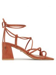 DeeZee Sandały CQ2197-7 Brązowy. Brązowe sandały DeeZee, bez wzorów, z materiału, bez obcasa, na słupku, bez zapięcia. Za 119.99 zł.