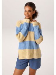 Aniston Sweter w kolorze błękitno-żółtym rozmiar: 46. Niebieskie swetry Aniston, bez wzorów, ze splotem, bez ramiączek. Za 130.99 zł.