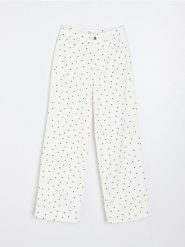 Jeansy wide leg z wysokim stanem - biały. Białe jeansy Sinsay, bez wzorów, z podwyższonym stanem. Za 69.99 zł.