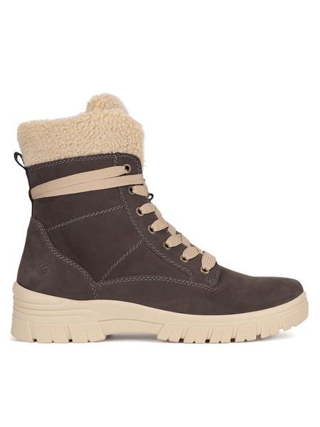 Remonte Trzewiki D0E76-45 Brązowy. Brązowe botki Remonte, bez wzorów, z materiału, bez obcasa, na płaskiej podeszwie, bez zapięcia. Za 328.99 zł.