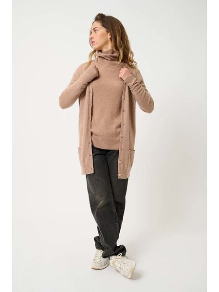 AUTHENTIC CASHMERE Kaszmirowy kardigan "Cimet" w kolorze beżowym rozmiar: M. Brązowe kardigany AUTHENTIC CASHMERE, m, bez wzorów, z kaszmiru. Za 480.90 zł.