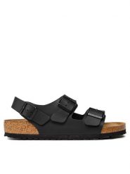 Birkenstock Sandały Milano 034791 Czarny. Czarne sandały Birkenstock, bez wzorów, ze skóry, bez obcasa, na płaskiej podeszwie, bez zapięcia. Za 399.99 zł.