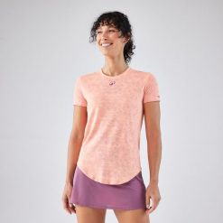 Koszulka do padla damska krótki rękaw Kuikma PTS Dry. Brązowe bluzki KUIKMA, s, bez wzorów, z materiału, sportowe, bez kołnierzyka, bez ramiączek. Za 74.99 zł.