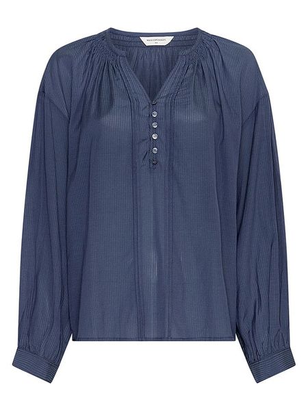 MOSS COPENHAGEN Bluzka "Gabrielle" w kolorze granatowym rozmiar: S/M. Niebieskie bluzki Moss Copenhagen, m, bez wzorów, bez kołnierzyka, bez ramiączek. Za 204.95 zł.