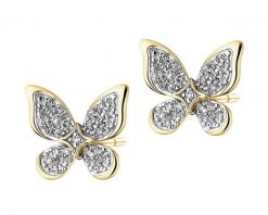 Kolczyki z żółtego złota z diamentami - motyle - 0,13 ct - próba 585. Żółte kolczyki Apart, z diamentem, złote. Za 2,659.00 zł.