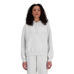 Bluza sportowa damska New Balance WT41507AHH. Białe bluzy New Balance, l, bez wzorów, z materiału, z kapturem. Za 444.00 zł.
