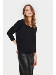 SAINT TROPEZ Sweter "Saint Tropez" w kolorze czarnym rozmiar: S. Czarne swetry Saint Tropez, s, bez wzorów, ze splotem, bez ramiączek. Za 88.85 zł.