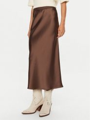 Gina Tricot Spódnica midi 23423 Brązowy Regular Fit. Brązowe spódnice Gina Tricot, l, bez wzorów, z syntetyku, midi. Za 109.99 zł.