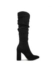 DeeZee Kozaki SQ856-2-BLACK SU Czarny. Czarne kozaki DeeZee, z materiału, bez obcasa, na słupku, bez zapięcia. Za 229.99 zł.
