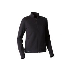 Bluza na zamek Gym & Pilates 900 damska. Czarne bluzy DOMYOS, xl, bez wzorów, z bawełny, bez kaptura. W wyprzedaży za 64.99 zł.