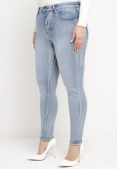 Jasnoniebieskie Jeansy o Klasycznym Fasonie Skinny Nellavera. Niebieskie jeansy Born2be, l, z aplikacjami. Za 29.99 zł.