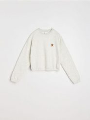 Bluza crewneck z naszywką - szary. Szare bluzy Sinsay, l, z aplikacjami, bez kaptura. Za 39.99 zł.