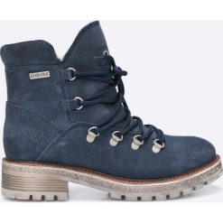 Tamaris - Botki. Niebieskie botki Tamaris, bez wzorów, z materiału, z okrągłym noskiem, bez obcasa, bez zapięcia. W wyprzedaży za 239.90 zł.