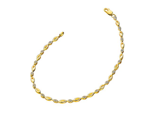 Bransoletka z żółtego złota z diamentami - 19 cm - 0,10 ct - próba 375. Żółte bransoletki Apart, z diamentem, złote. W wyprzedaży za 2,443.00 zł.