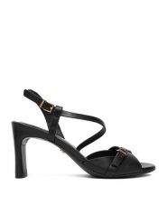 GINO ROSSI Sandały EO-GL15-986-1 Czarny. Czarne sandały Gino Rossi, bez wzorów, ze skóry, bez obcasa, na słupku, bez zapięcia. Za 379.99 zł.