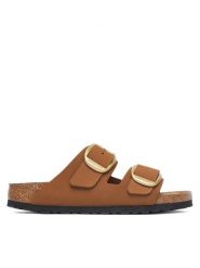 Birkenstock Klapki Arizona Big Buckle 1032989 Brązowy jasny. Brązowe klapki Birkenstock, bez wzorów, ze skóry, bez obcasa. Za 674.99 zł.