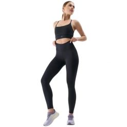 Legginsy fitness z wysokim stanem i kieszenią damskie. Czarne legginsy 4f, s, bez wzorów, z dzianiny, z podwyższonym stanem, długie. Za 129.99 zł.