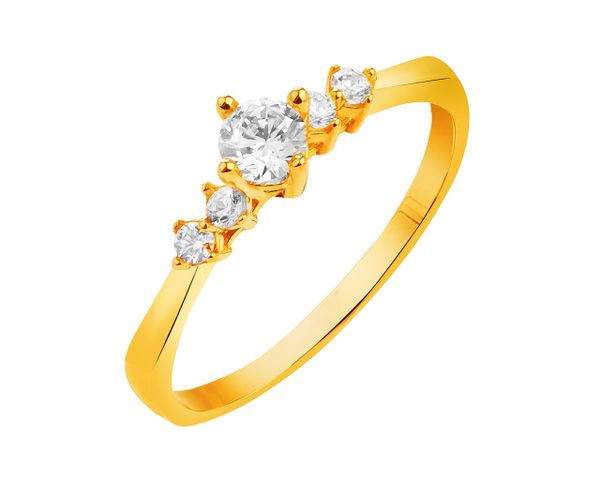 Złoty pierścionek z cyrkoniami. Żółte pierścionki Apart, z cyrkonią, złote. Za 799.00 zł.