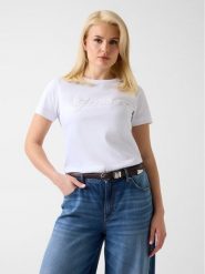 Guess T-Shirt 181234 Biały Classic Fit. Białe t-shirty Guess, l, z aplikacjami, bez kołnierzyka, bez ramiączek. Za 229.99 zł.