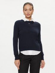 Tommy Jeans Sweter Essential DW0DW17254 Granatowy Regular Fit. Niebieskie swetry Tommy Jeans, xxs, bez wzorów, z bawełny, bez ramiączek. Za 339.99 zł.